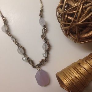 NWT Beaded Gold Tone Adjustable Faceted Faux Quartz Crystal Stone